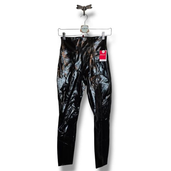 SPANX SP Faux Patent / Faux Leather Shaping Leggings — Classic Black, Size SP - Picture 2 of 14